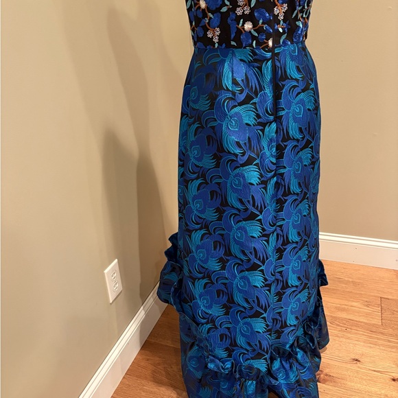 Badgley Mischka Formal Gown Embroidered Maxi Blue Sz 6 Dress Sleeveless - Picture 5 of 9